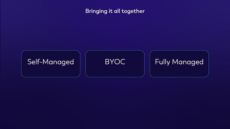 BYOC fills the gap between Fully Managed and Self-Managed deployments